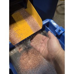 BDG-2A Granulator System -  Copper Chopper showing pure granulated copper produced from scrap insulated wire.