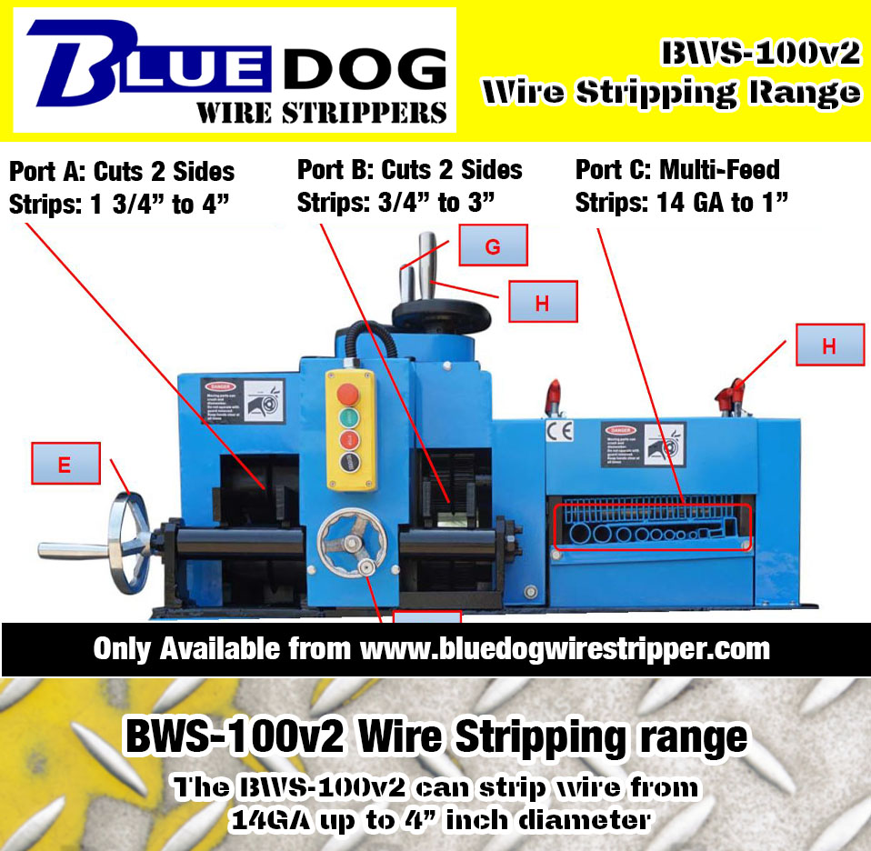 410 Large Cable Wire Stripping Machine Copper Wire Stripper Strips up to 3 1/2" 